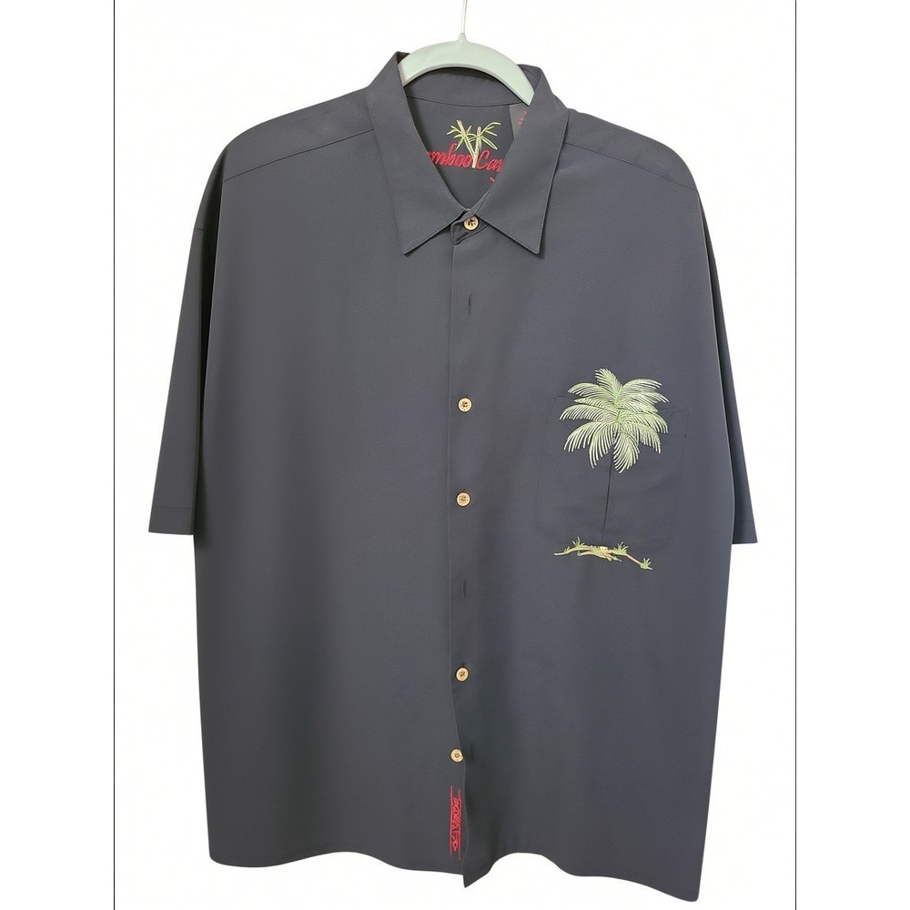 Bamboo Cay Men's Size XL Peekaboo Palm Short Sleeve Embroidered Shirt